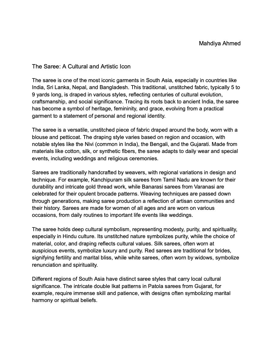 Saree report first page